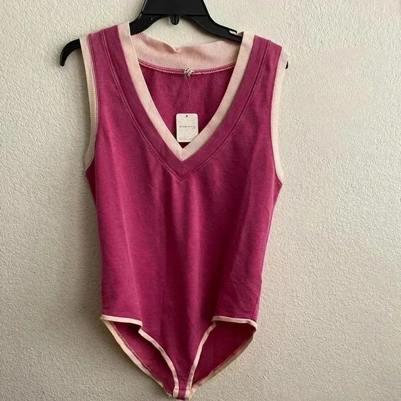 🆕Free People Intimately Cozy Cool Girl Tank Bodysuit Pink Dragon Fruit S🆕 - Picture 6 of 16